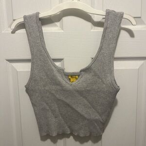 Daisy Gray Ribbed Crop Tank Top